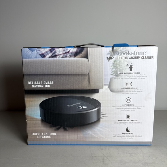 BROOKSTONE Robotic Vacuum Cleaner 3 In 1 Designed For Hard Surfaces NEW - Picture 3 of 7